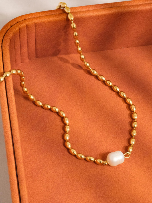 Vigne 18K Gold Pearl Ball Chain Necklace