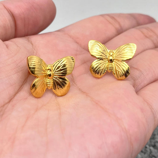 18K Gold Plated Stainless Steel Butterfly Ear Studs
