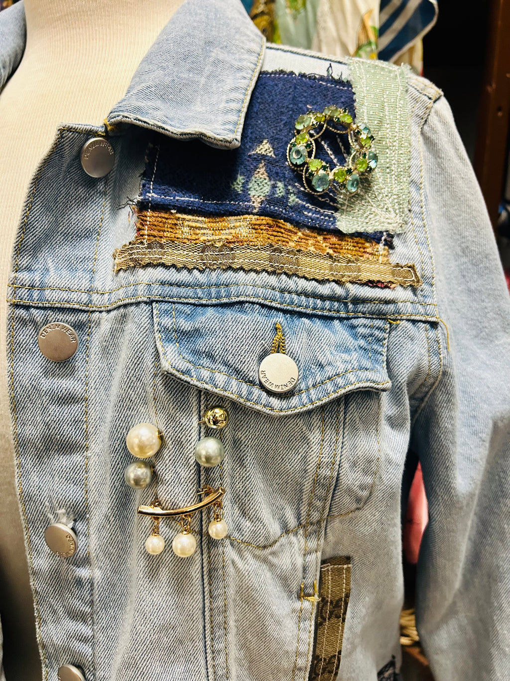 Libby Story “Gilded Starburst” One-of-a-Kind Denim Jacket