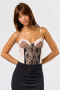 Animal Mixed Bustier Bodysuit