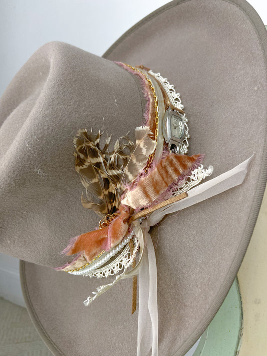 OOAK Peter Grim Taupe Upcycled Wool Hat