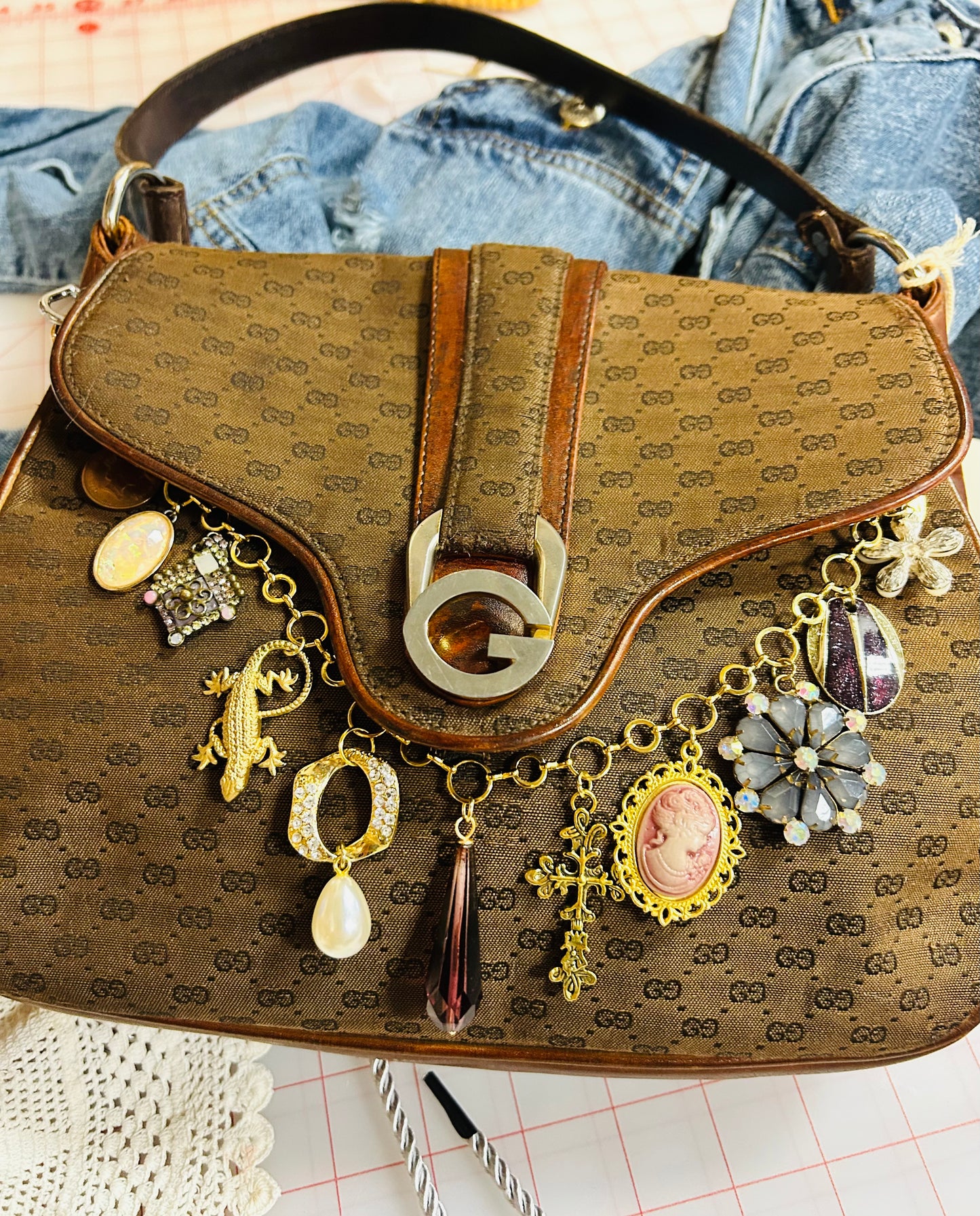OOAK Vintage Flap Front Gucci Charmed Purse