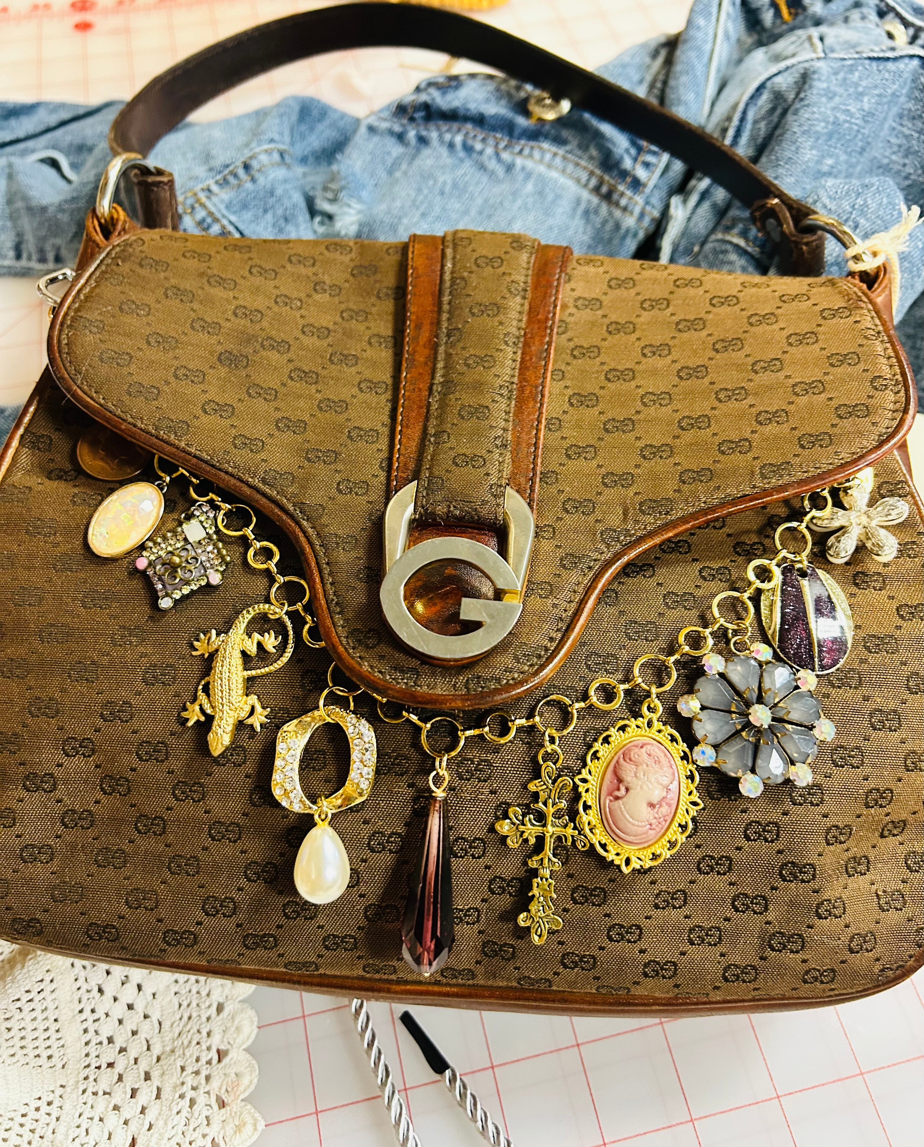 OOAK Vintage Flap Front Gucci Charmed Purse