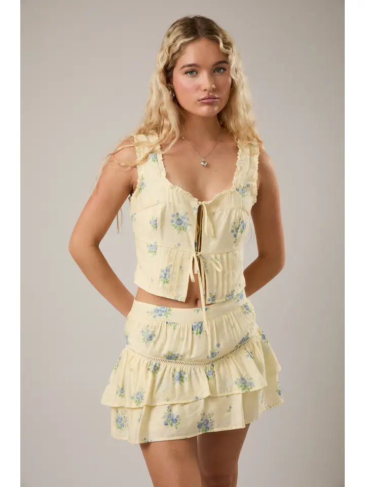 Sleeveless Square Neck Lace Trim Open Top