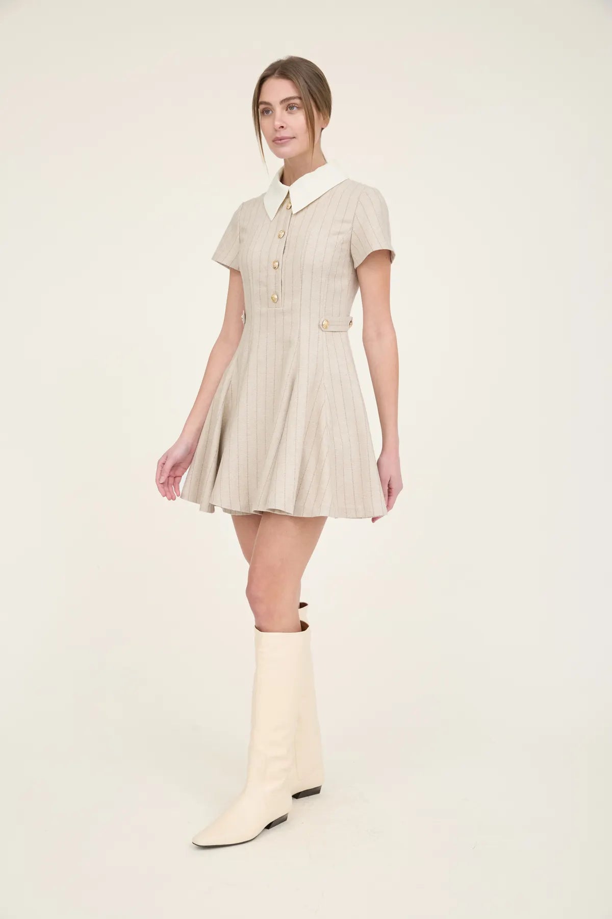 Zoe and Claire Short Sleeve Fit & Flare Shirtdress