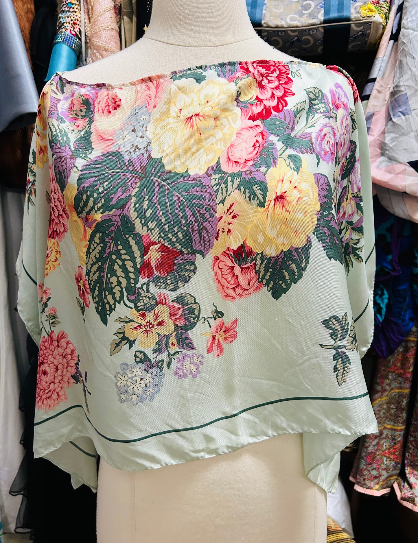OOAK Vintage Silk Echo Scarf Top