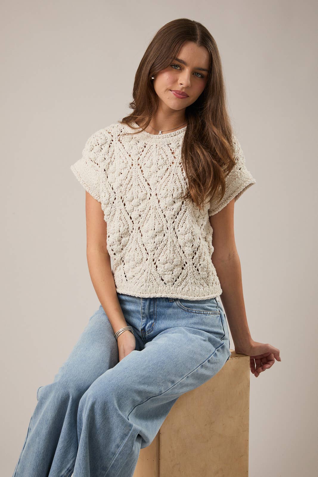 EXTENDED SHOULDER SWEATER TOP