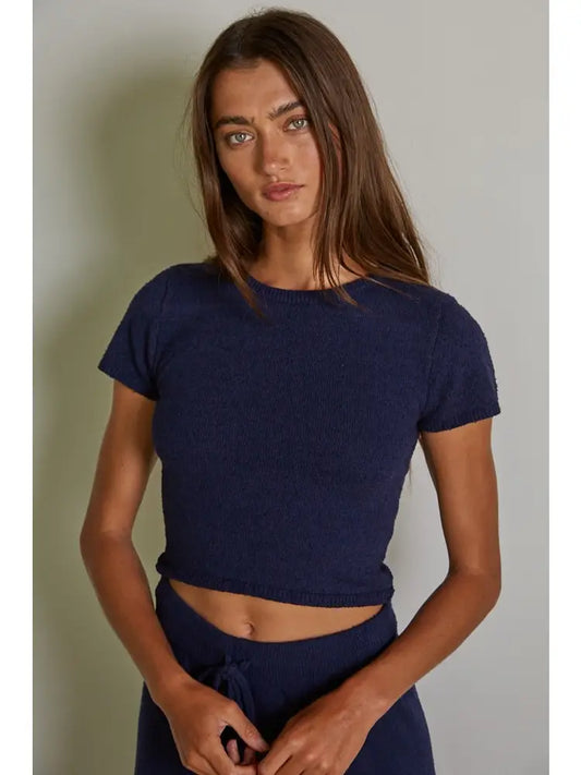 Knit Sweater Short Sleeve Crop Top