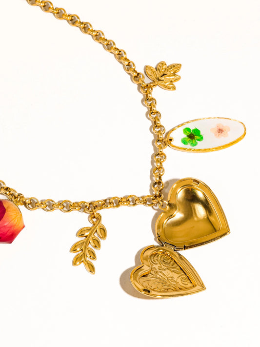 Lantana 18K Gold Vintage Locket Charm Necklace