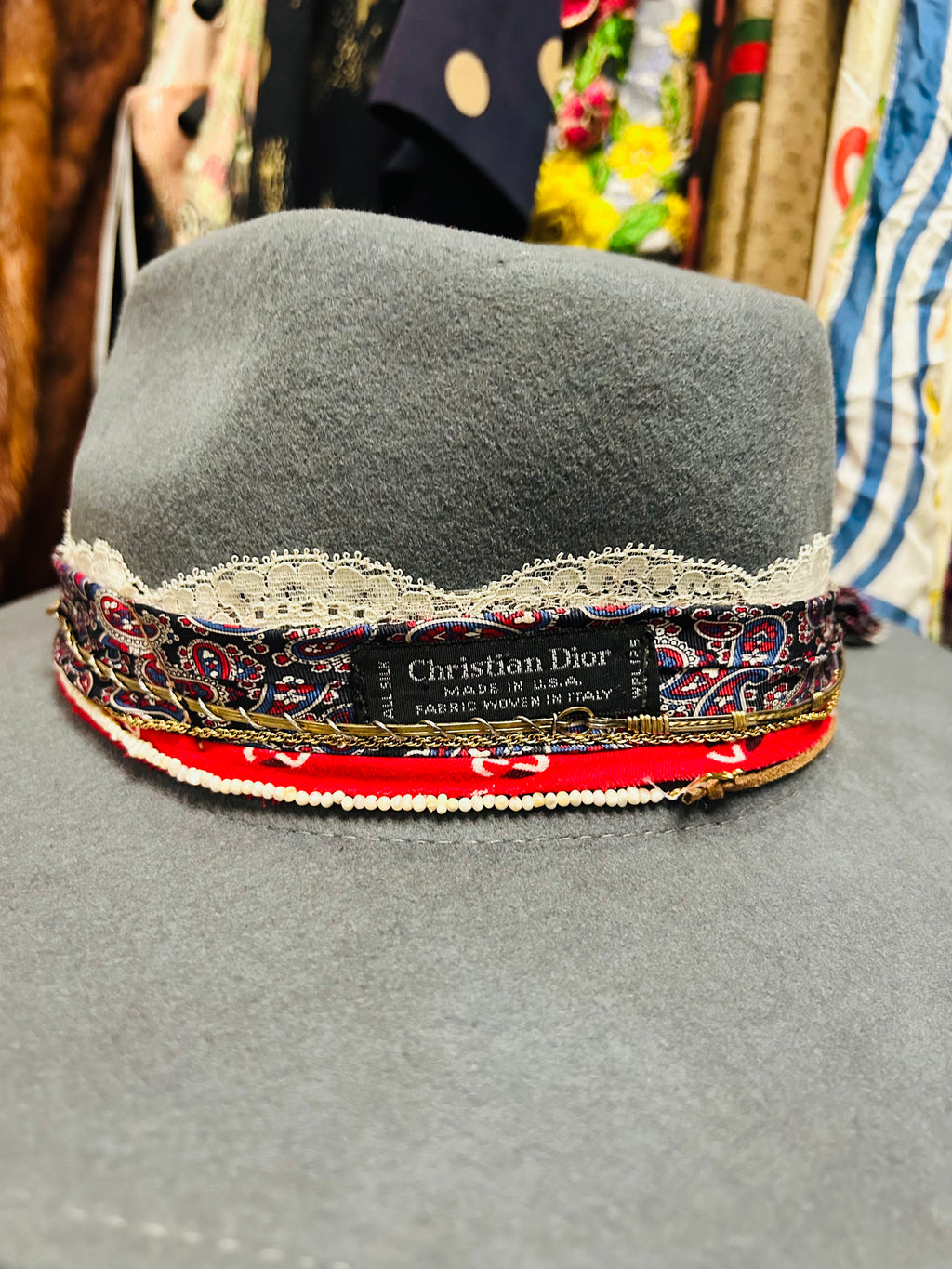 OOAK Vintage Dior Tie Wool Hat