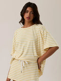 Short Sleeve Round Neck Oversized Stripe T-Shirt