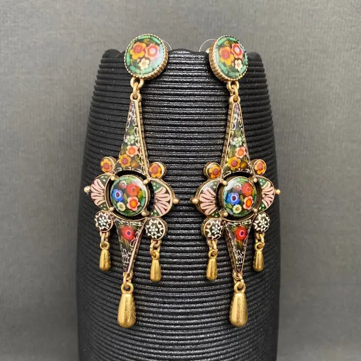 Vintage Flower Print Earrings
