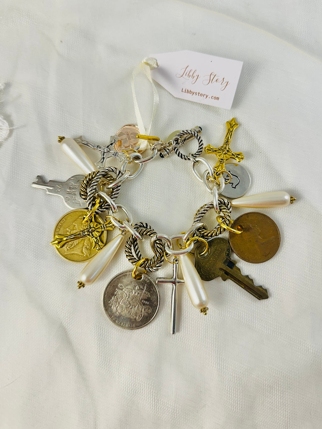 OOAK Coin and Charms Bracelet