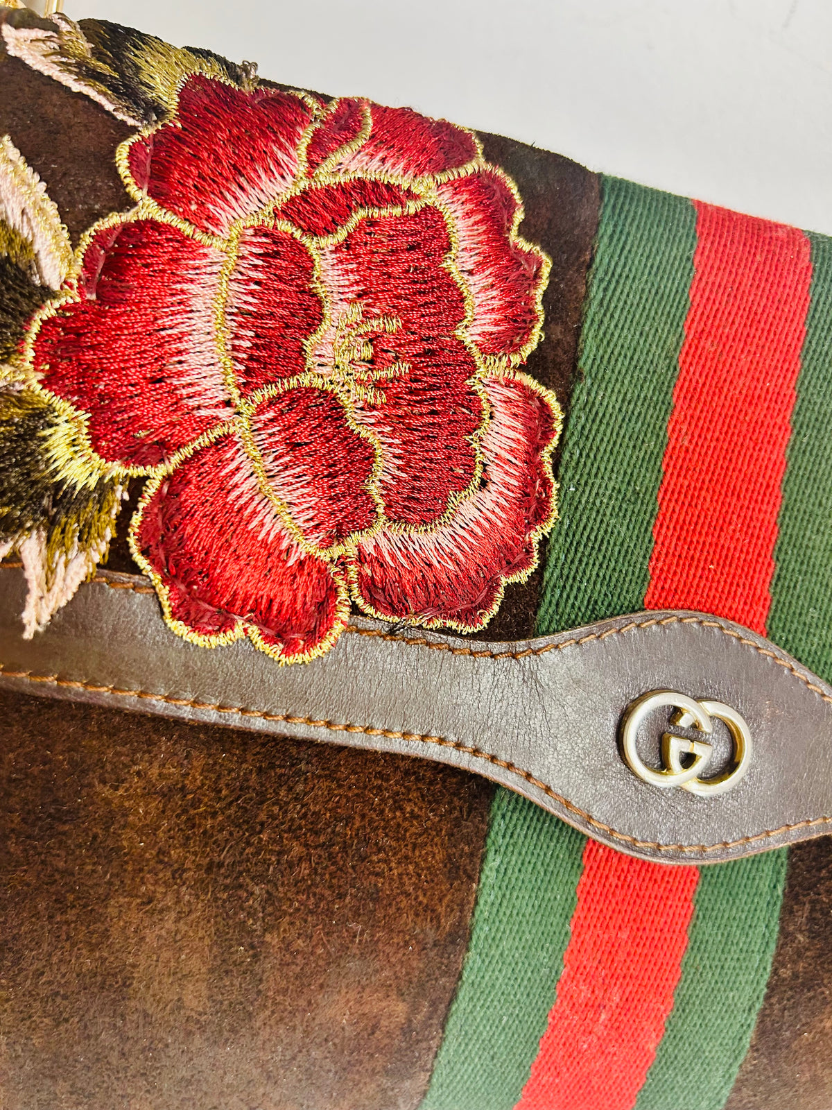 OOAK Vintage Suede Floral Gucci Parfums Clutch