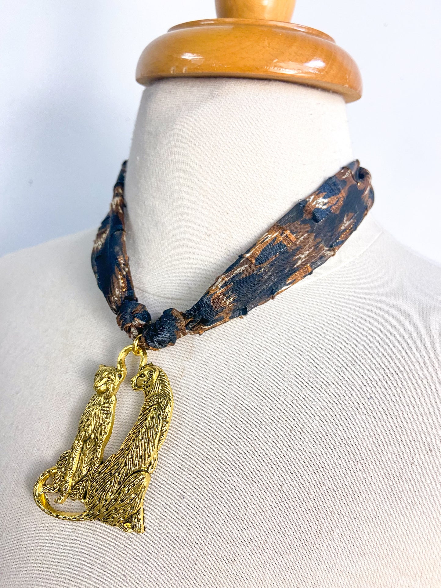 OOAK Leopard Vintage Scarf Necklace