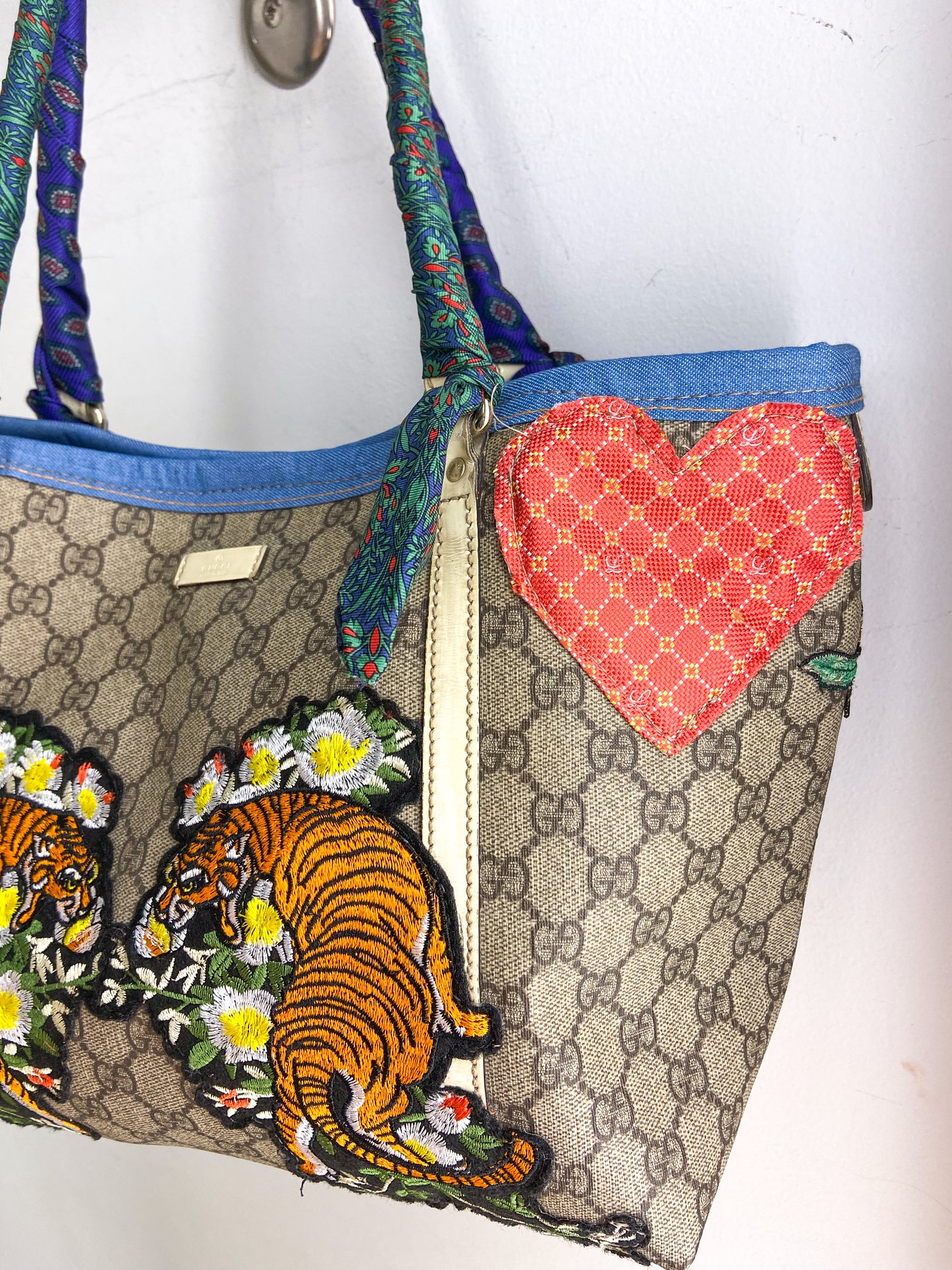 OOAK VINTAGE GUCCI PURSE WITH FLORAL TIGERS