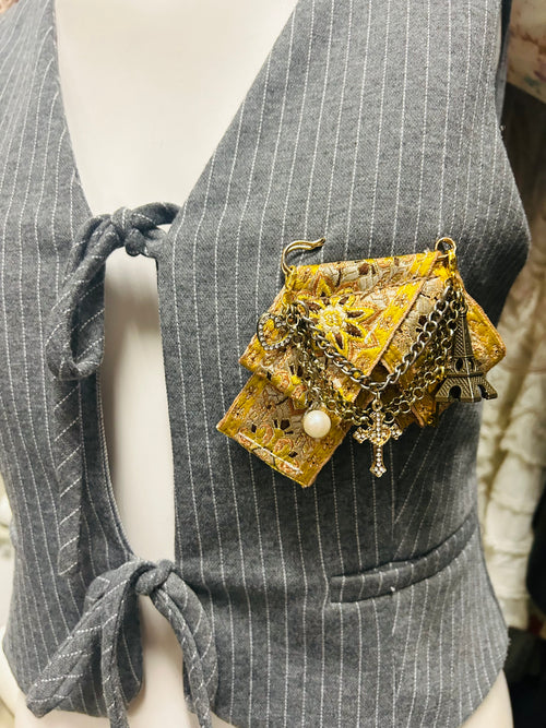 OOAK Sage the Label Broach Vest