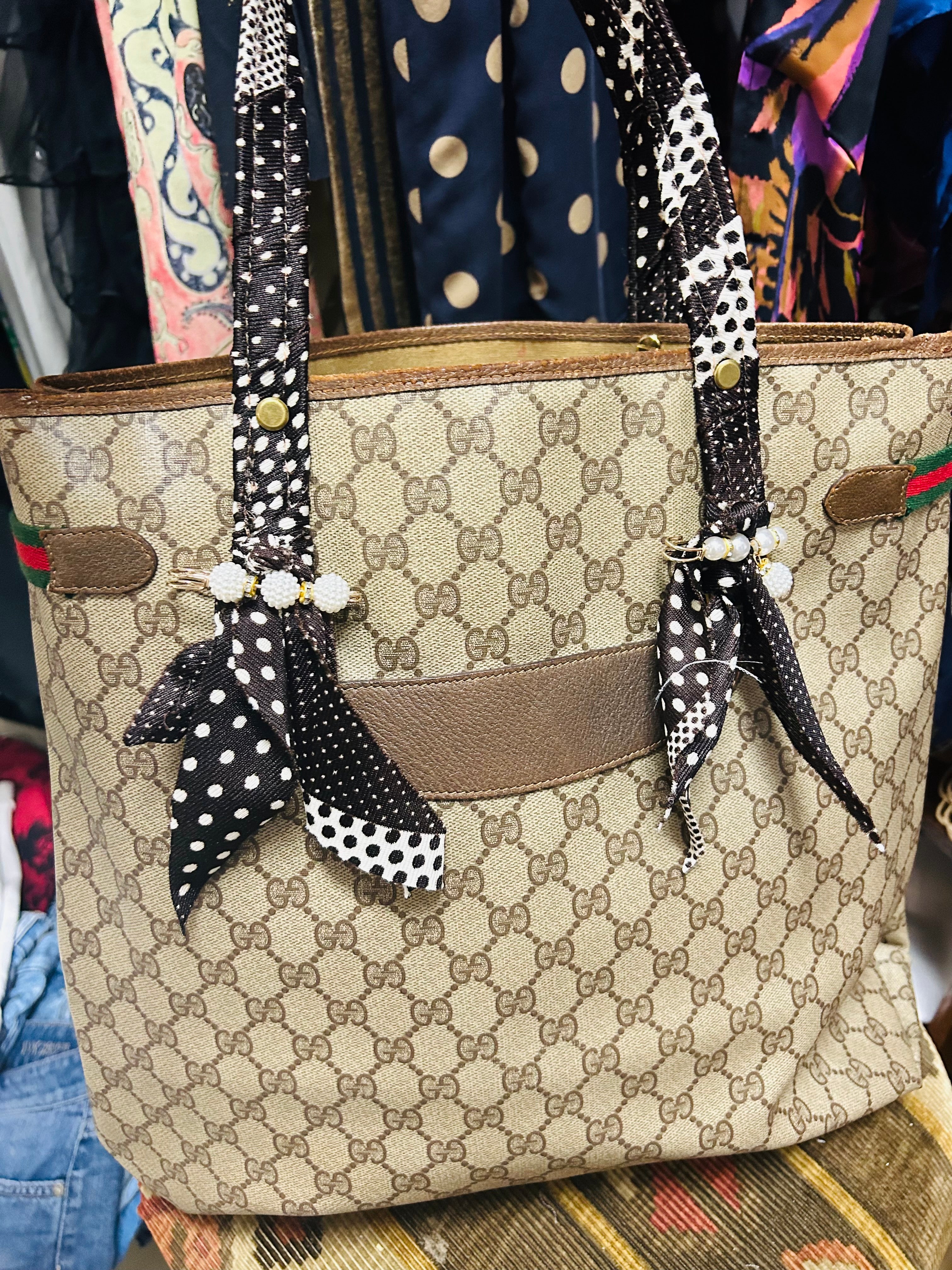 OOAK Authentic Vintage Supreme Gucci Bag with scarf-wrapped handles