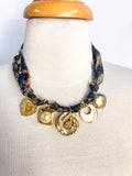 OOAK Gold Multi Charm Scarf Necklace
