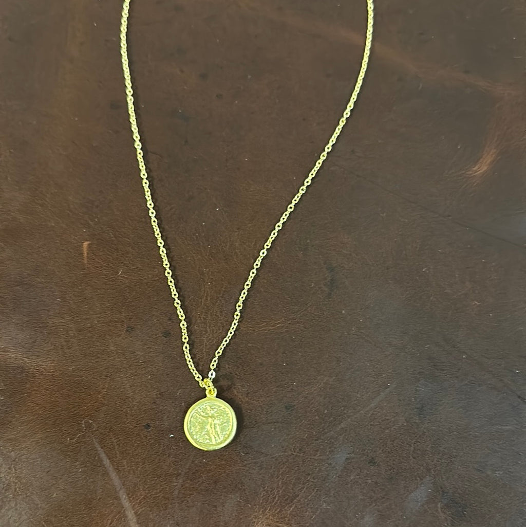 LUXE 18KT GOLD PLATED BRUTUS ROMAN COIN NECKLACE
