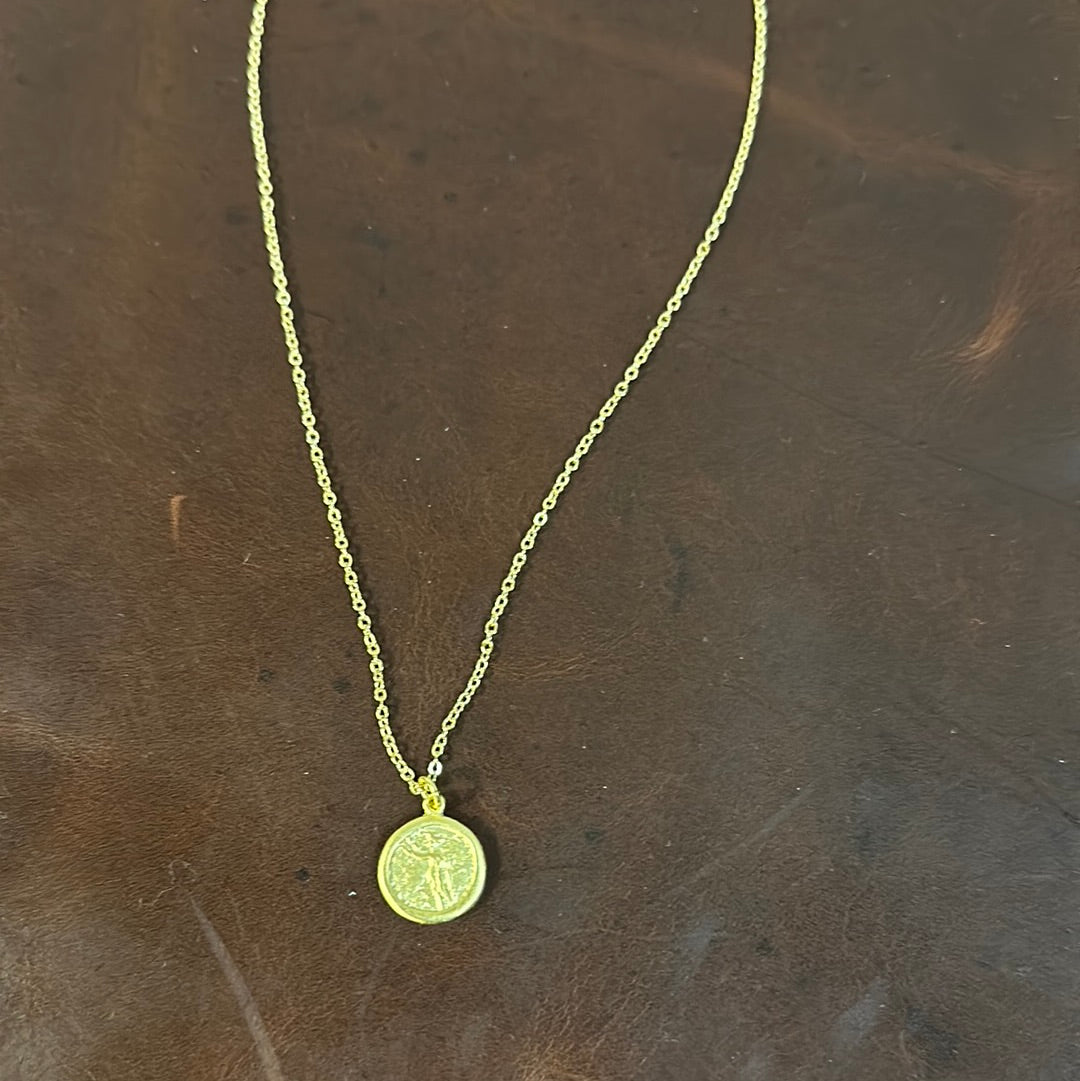 LUXE 18KT GOLD PLATED BRUTUS ROMAN COIN NECKLACE