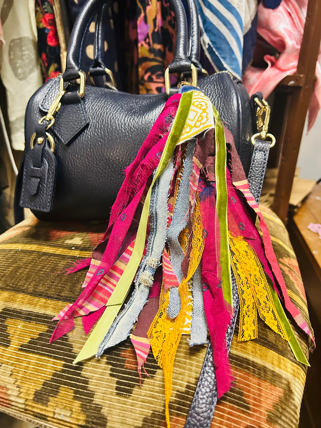 OOAK Vintage Ribbon Boot/Bag Charm