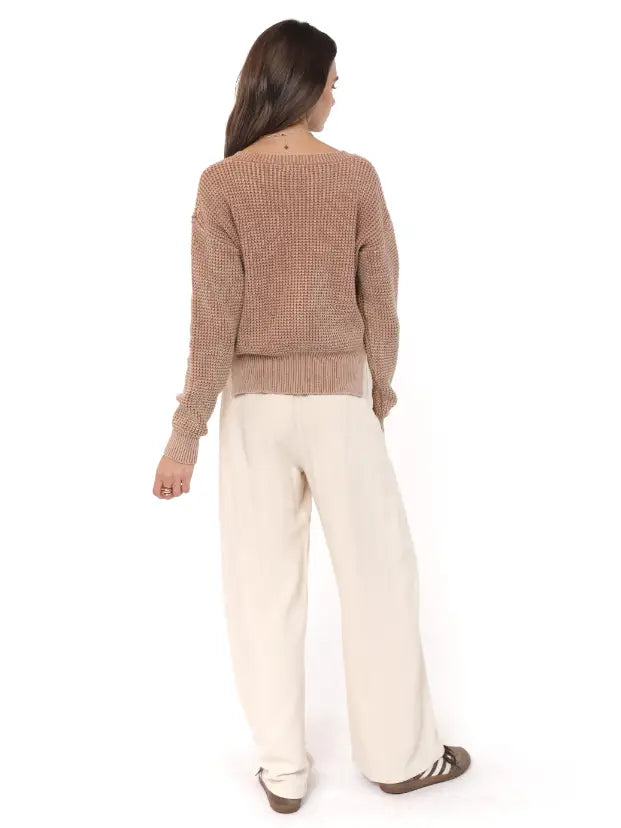 Sadie and Sage Brixton Button Detail Mineral Washed Sweater