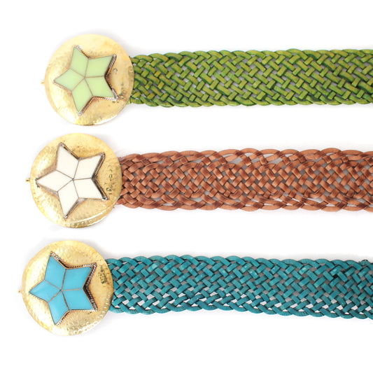 Leather Belt with Star Buckle