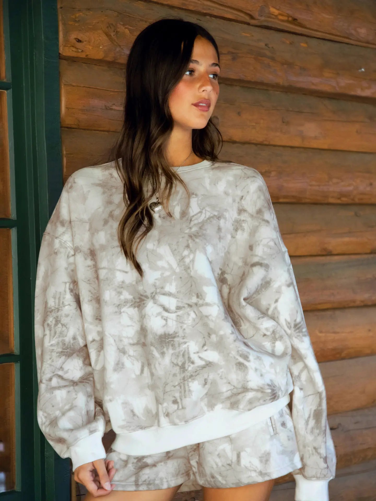 Avery Light Woodland Camo Lounge Fleece Crew Neck Sweatshirt