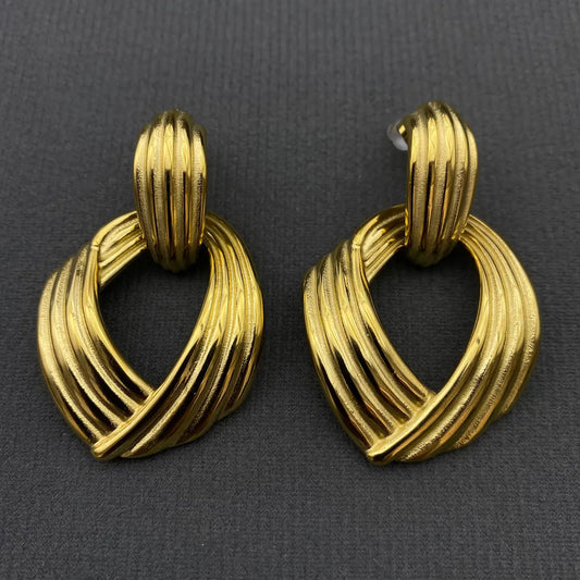 18K Gold Plated S.Steel Geometric Dangle Earrings