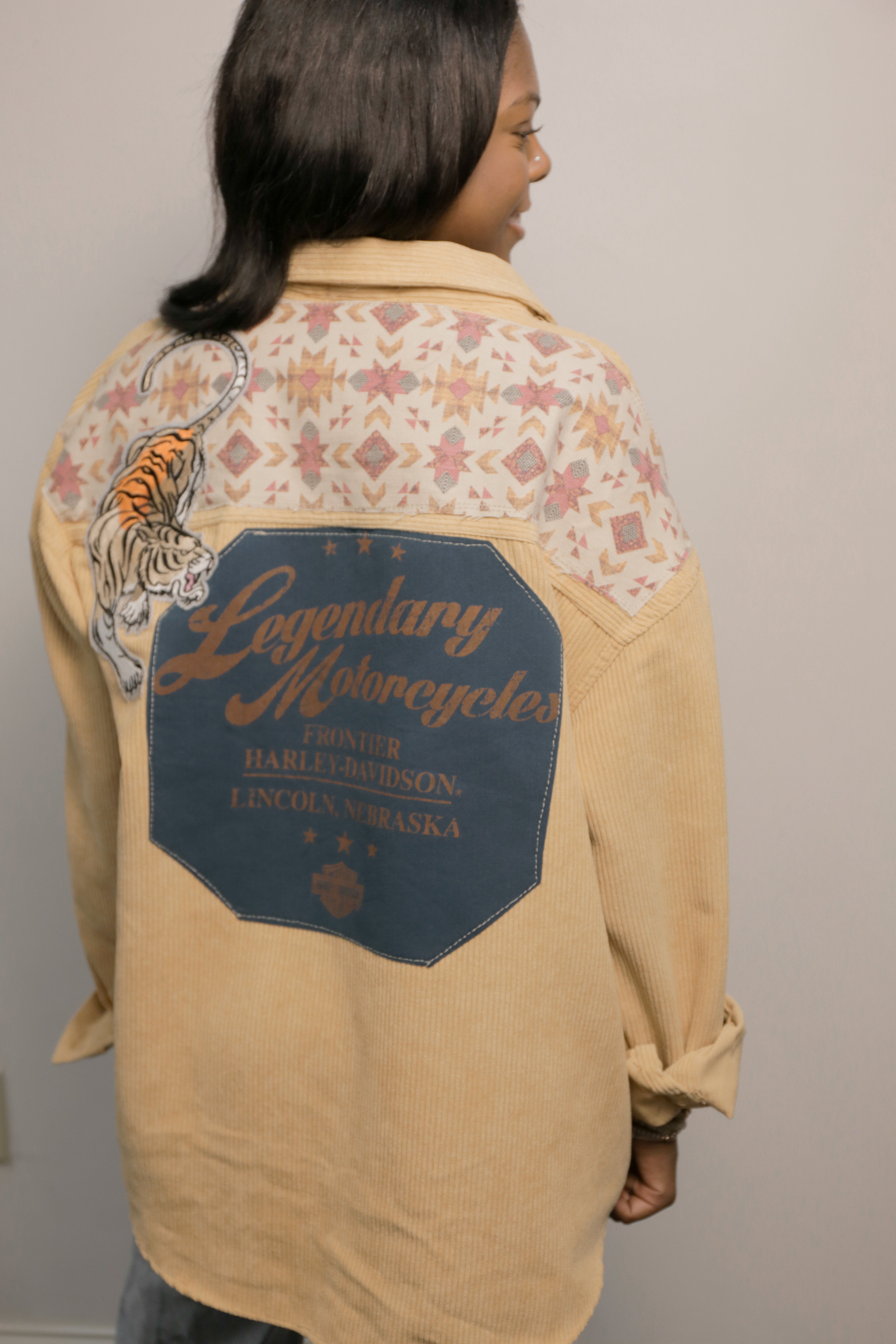 Libby Story OOAK Corduroy Patch Button Down