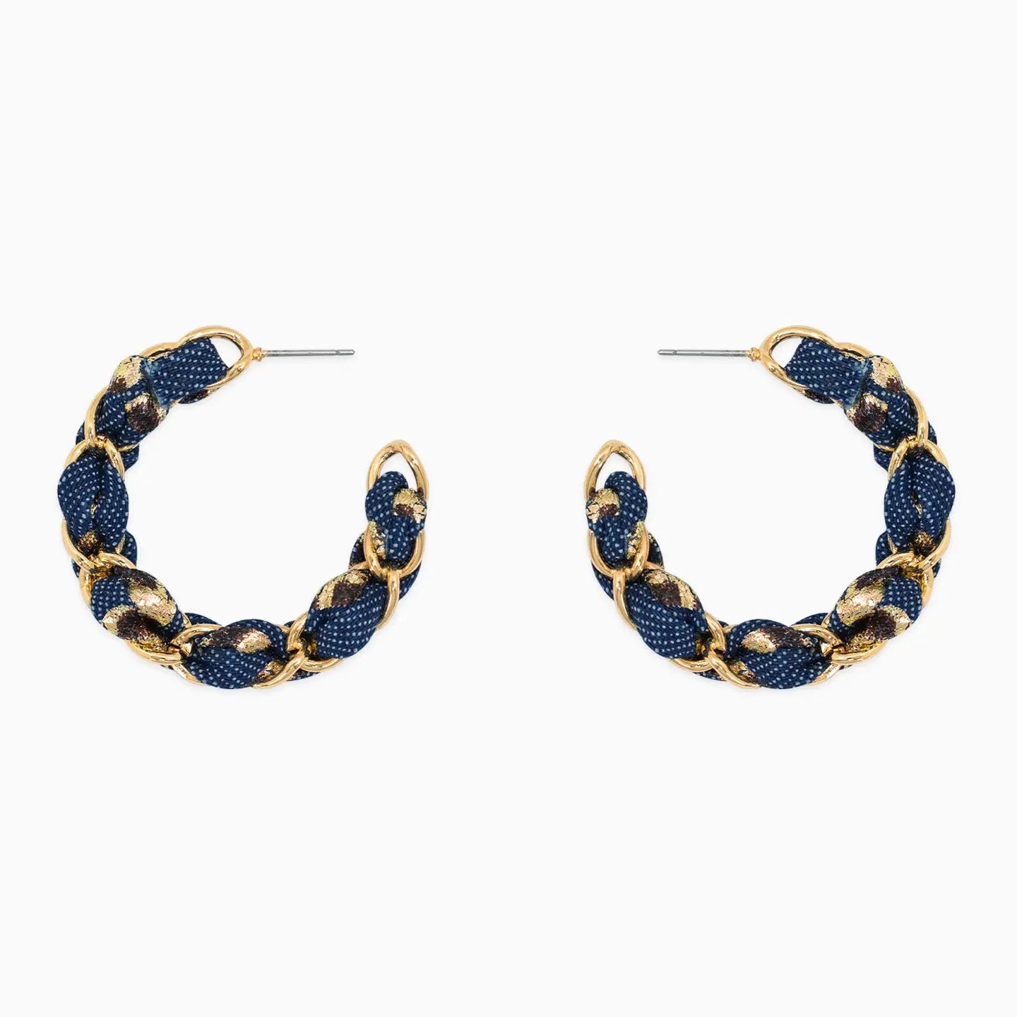 Denim Leopard Scarf Hoop Earrings