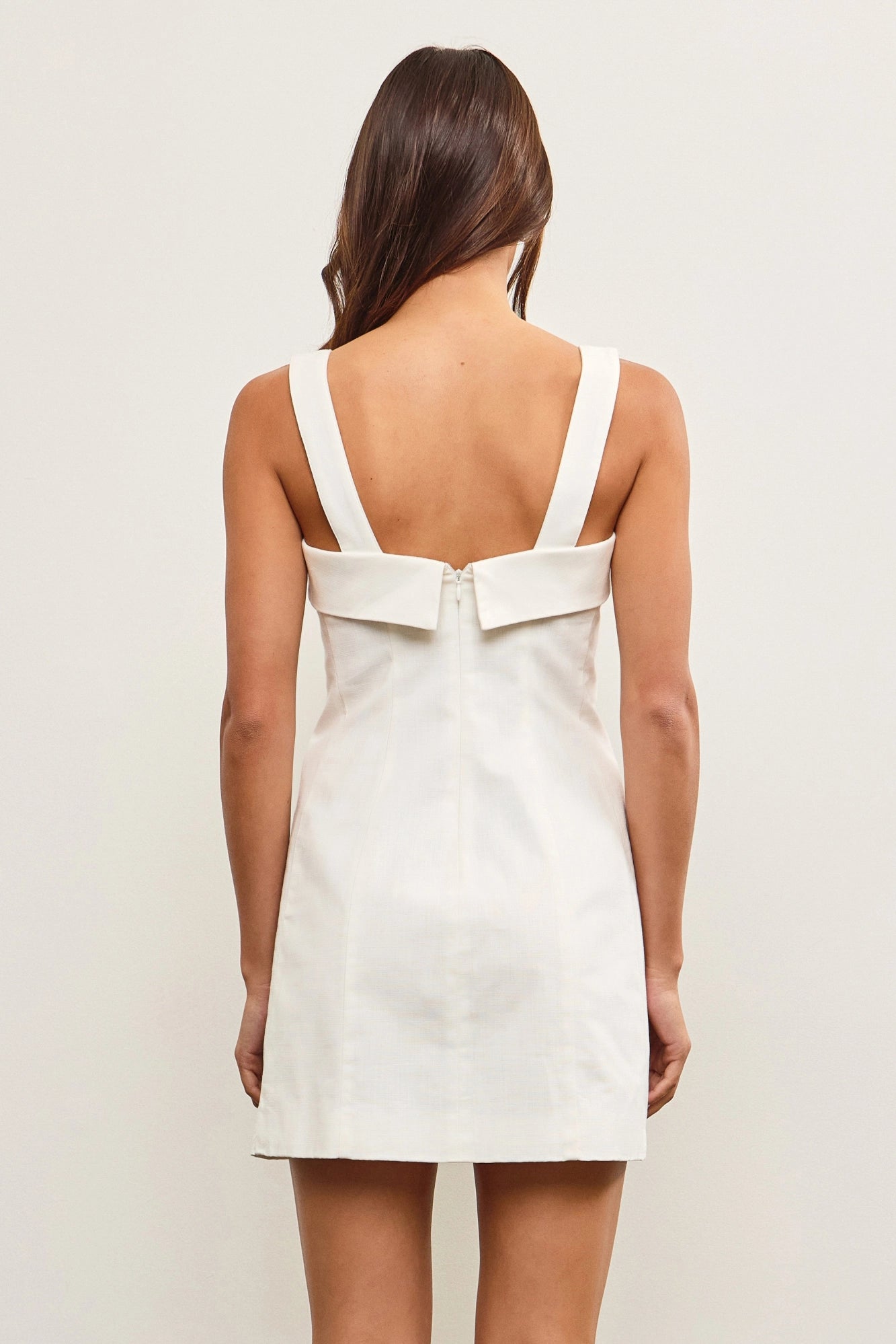 Stretched Linen Dress with Buckle Straps Dress
