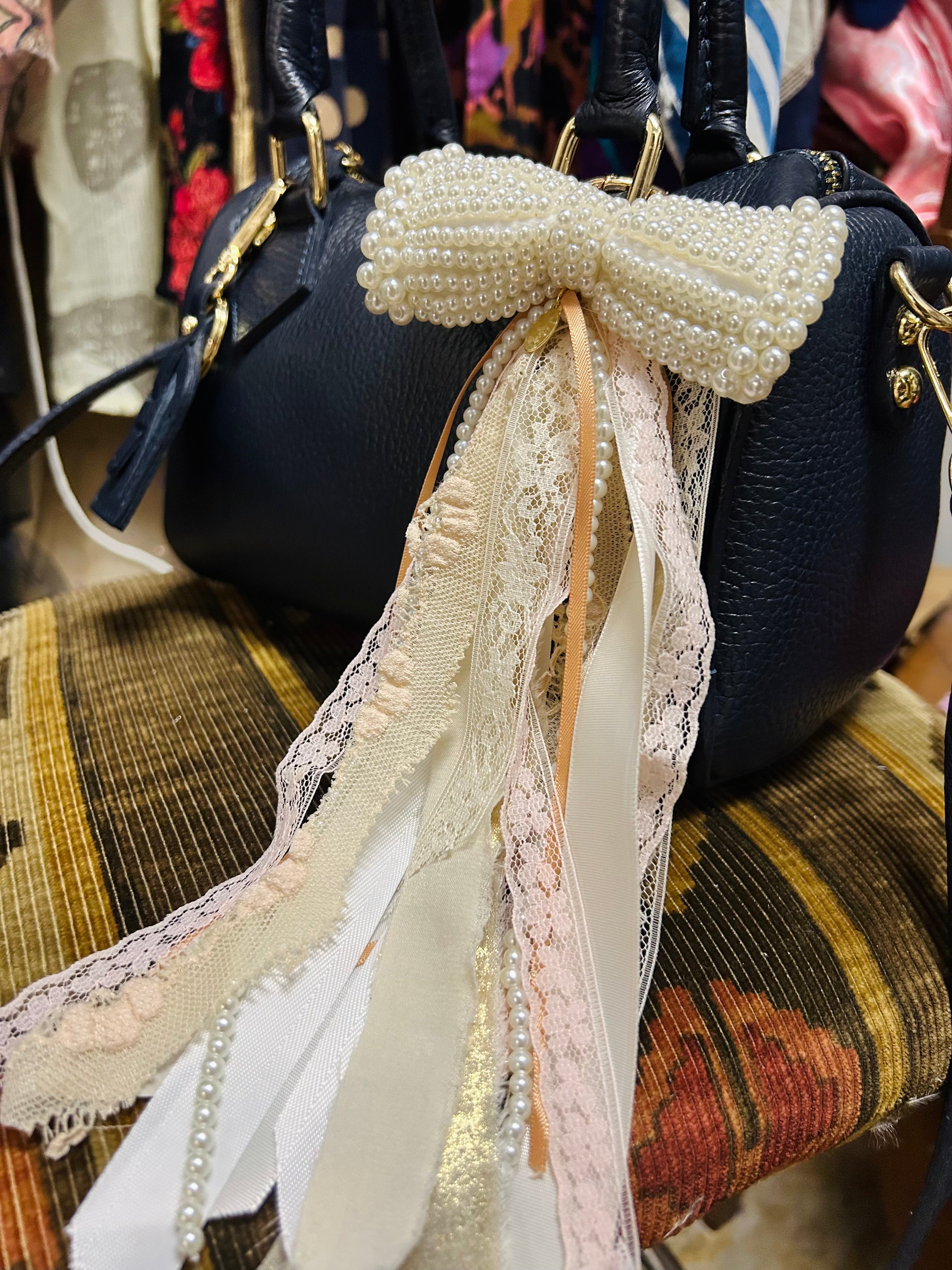 OOAK Pearl Bow Boot Charm