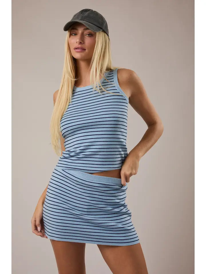 Sleeveless Round Neck Striped Sweater Tank