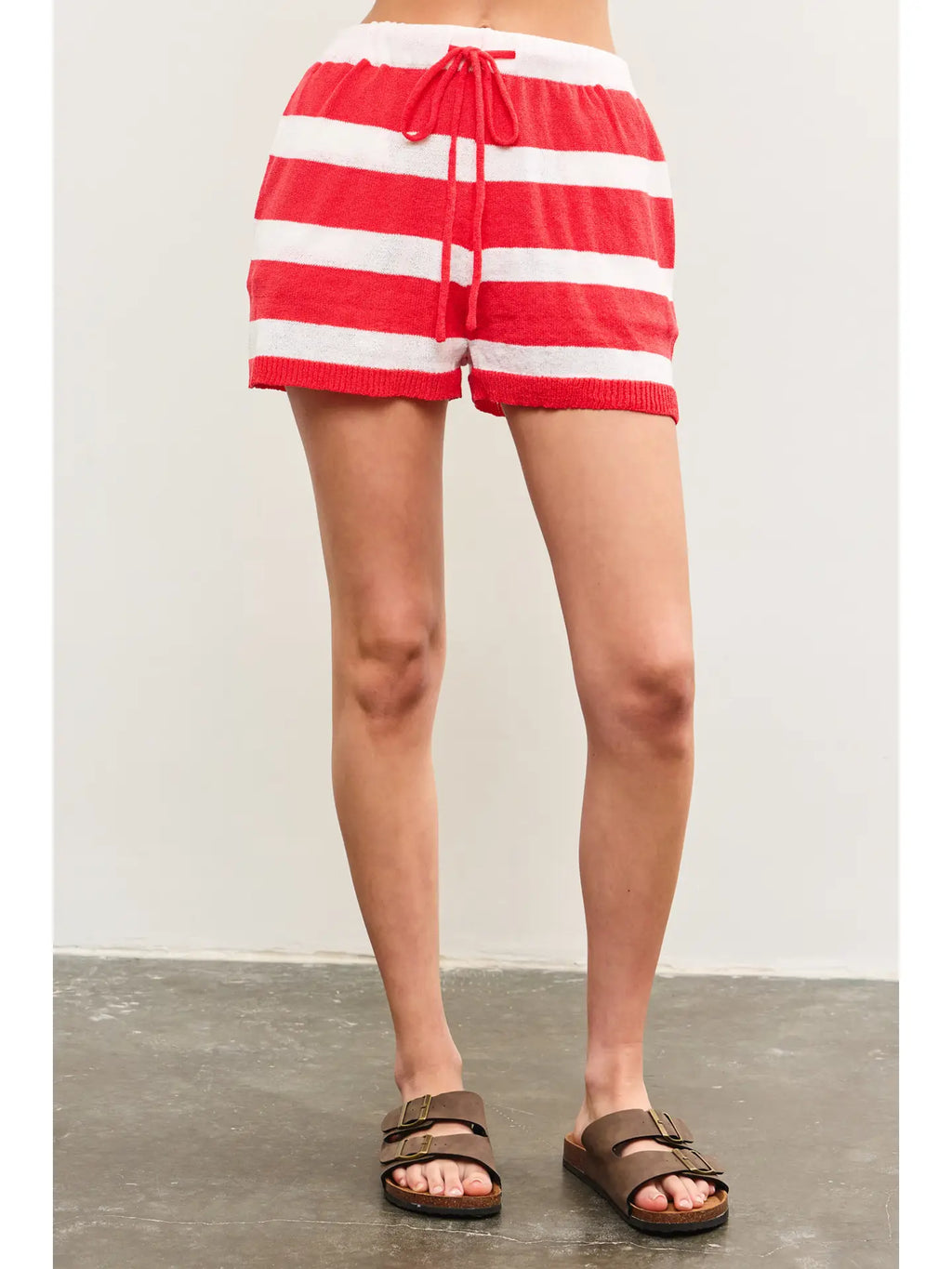 Elastic Waist Band Drawstring Sweater Shorts