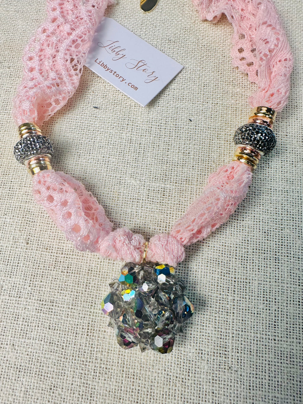 OOAK Crystal Charm Vintage Pendant Necklace