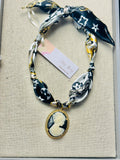 Vintage Cameo Satin Scarf Necklace