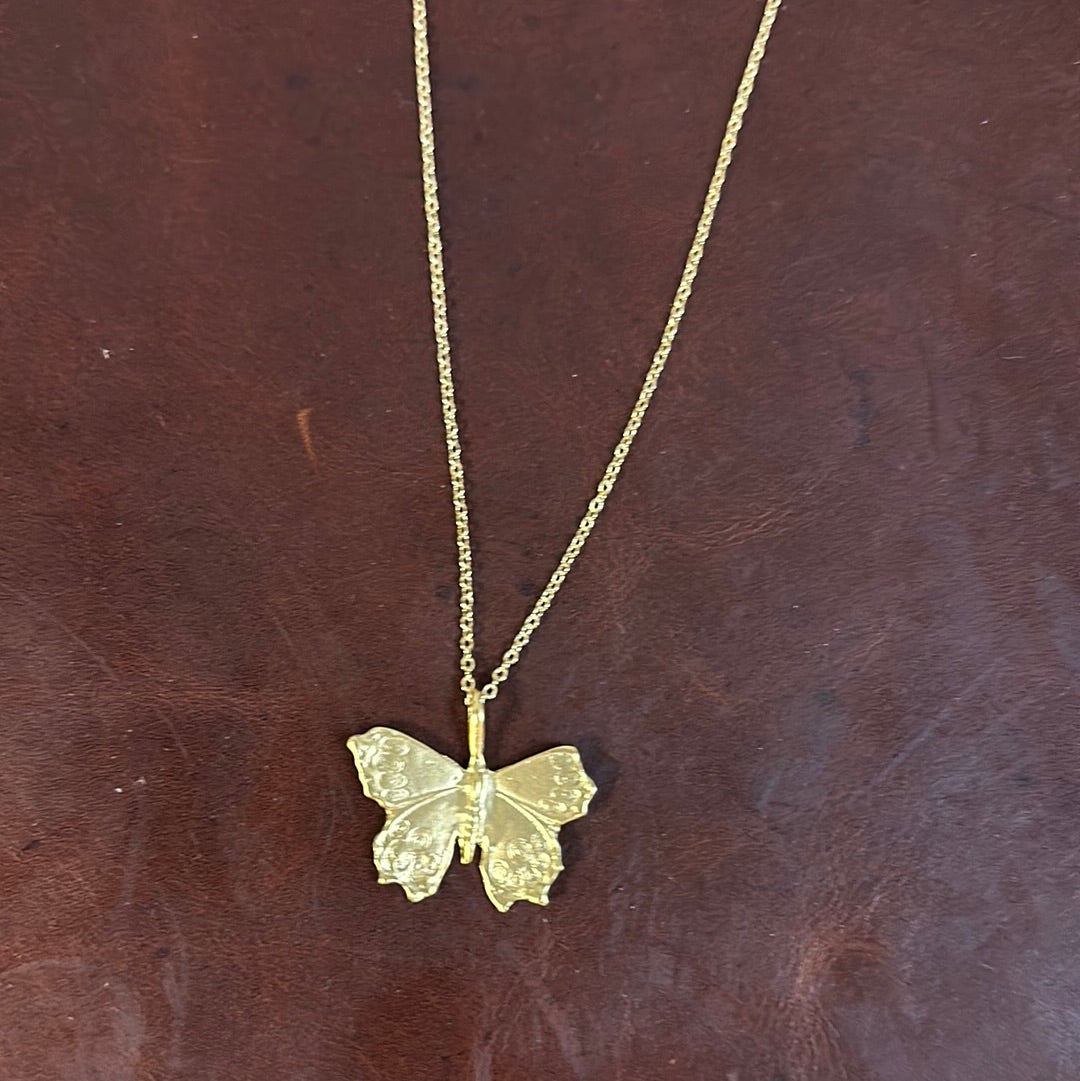 LUXE 18KT GOLD PLATED VINTAGE BUTTERFLY NECKLACE