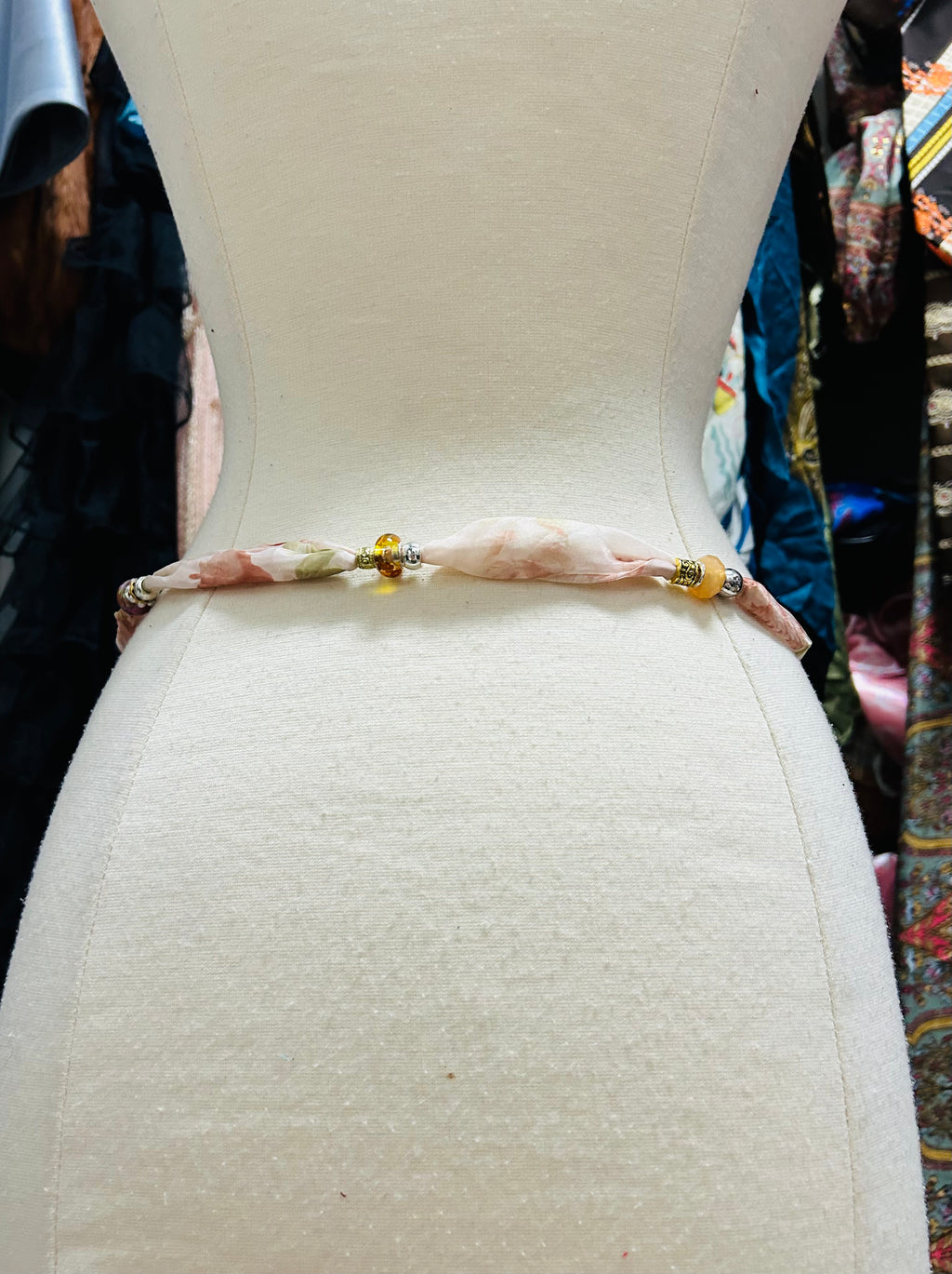 OOAK Floral Chiffon Necklace or Waist Chain