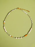 18K Gold Handmade Bohemian Beaded Stack Necklace Odette