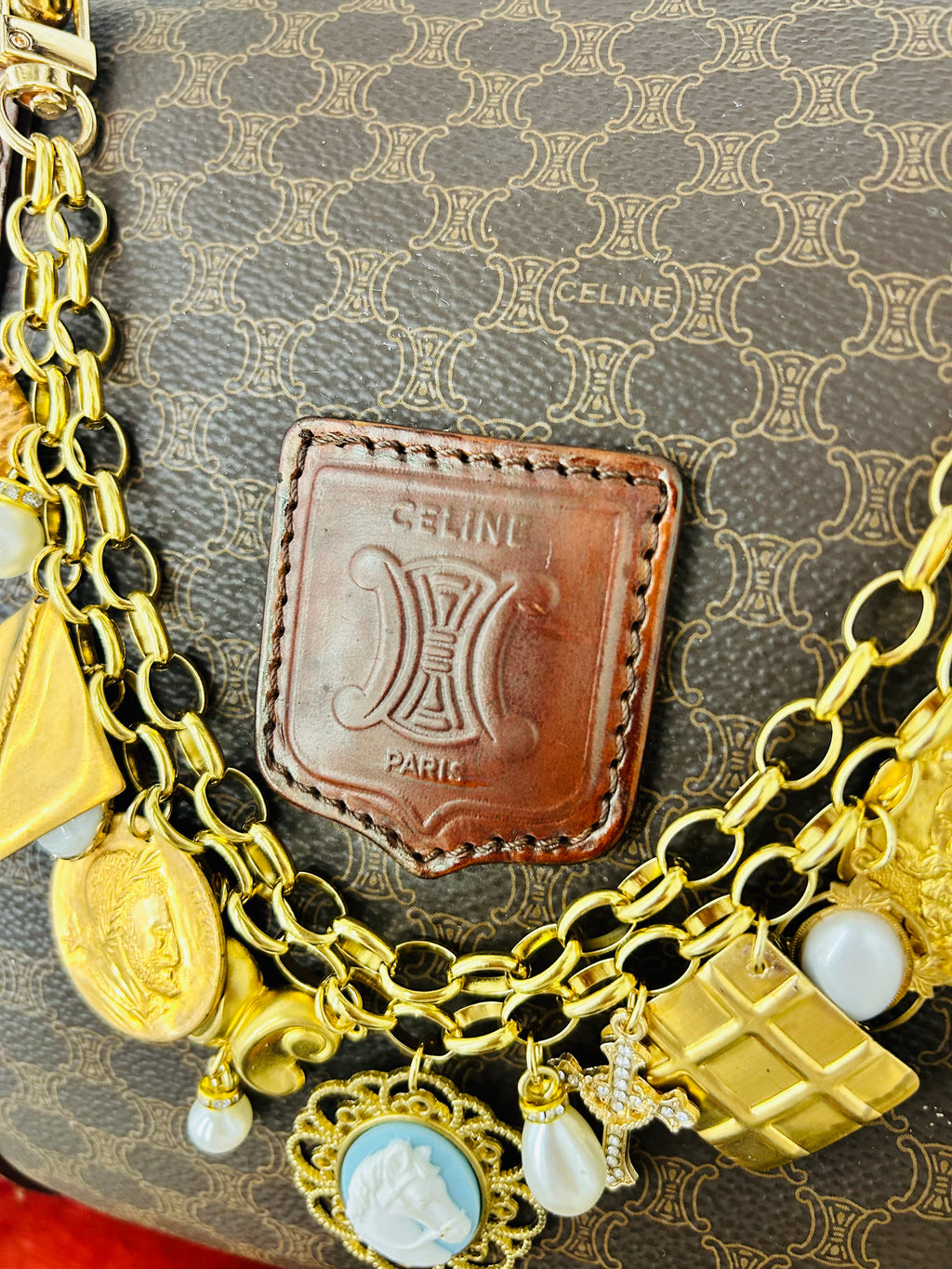 OOAK Authentic Vintage Céline Macadam 48-Hour Boston Travel Bag w/ Removable LS Custom Bag Chains