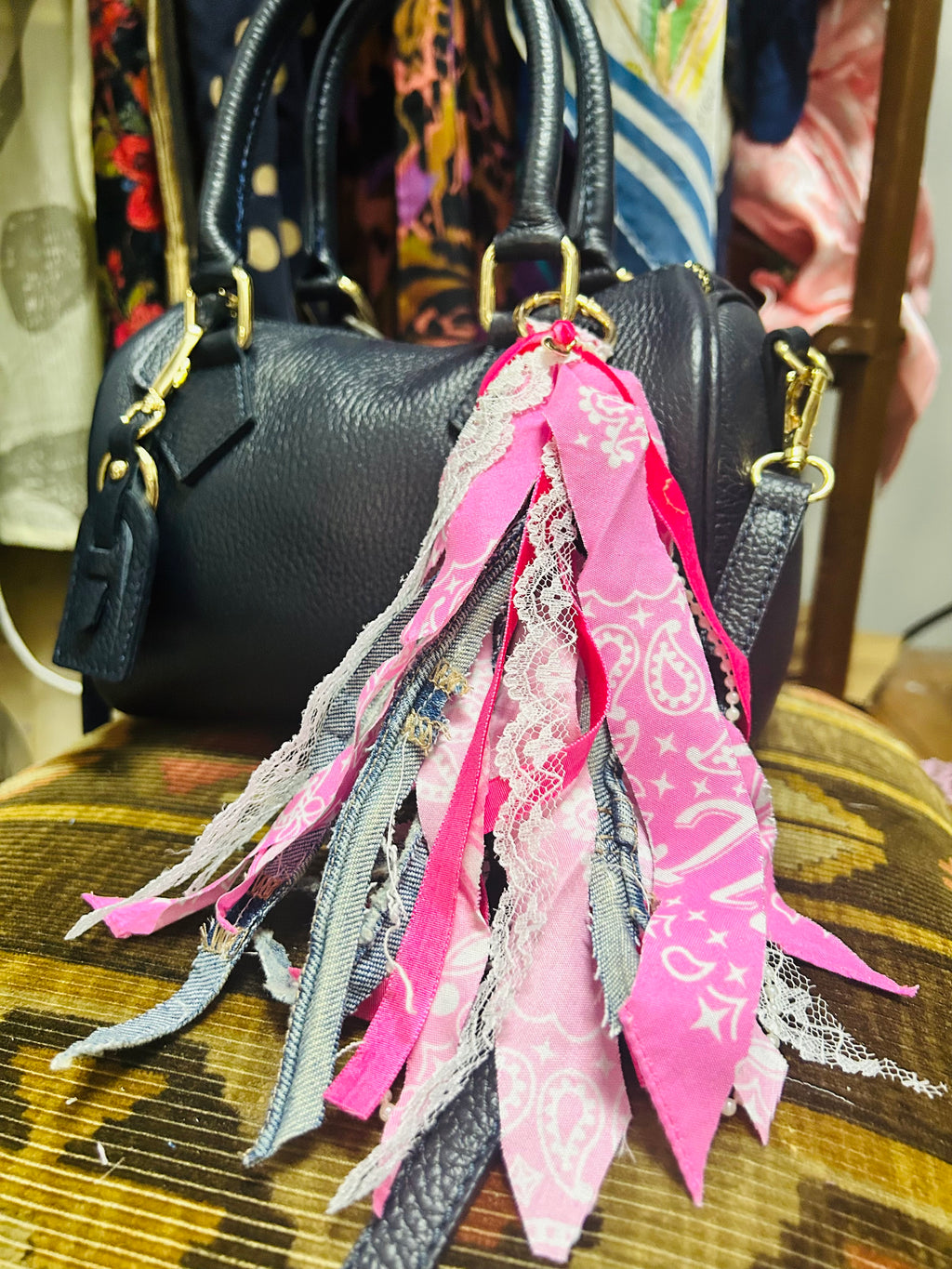 Handmade Denim Pink Bag/Boot Charm