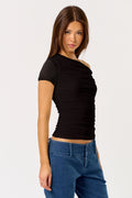 Twist Sleeve Asymmetrical Top