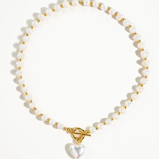 Wren Vintage Natural Pearl Heart Necklace