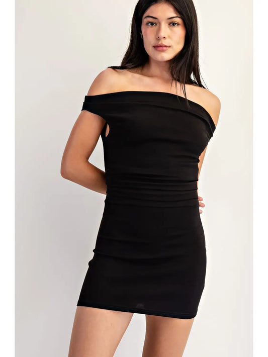 Off Shoulder Ruched Mini Bodycon Dress