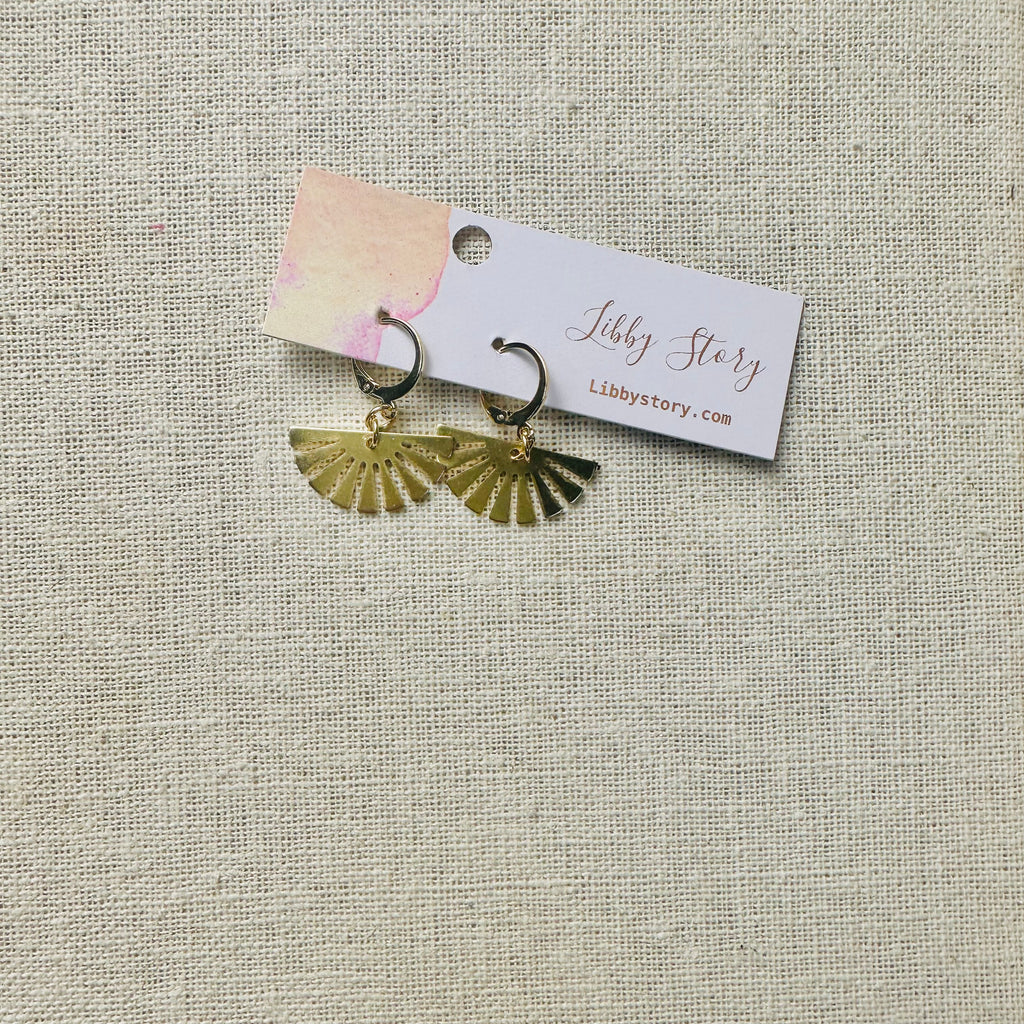 Brass Fan Dangle Earrings