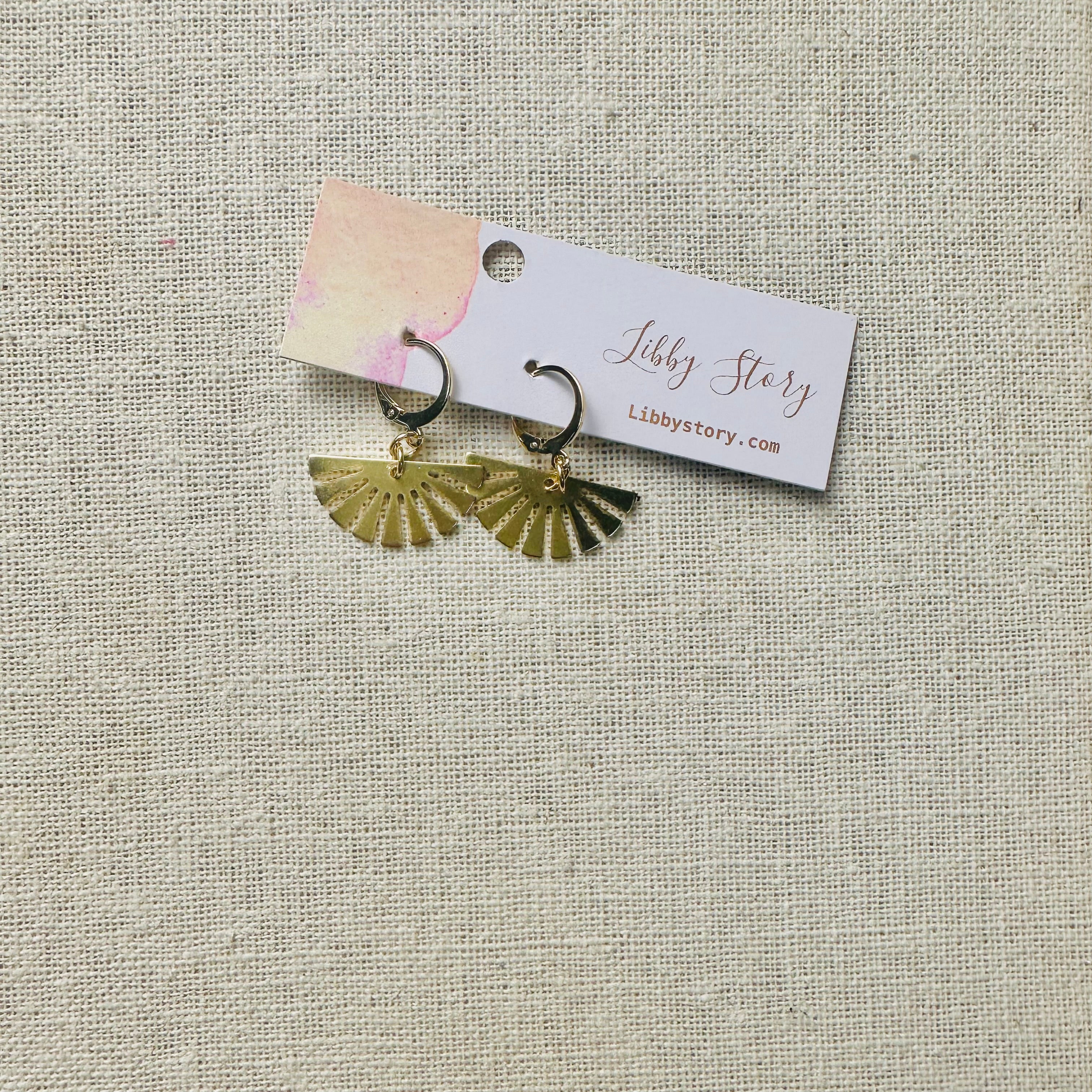 Brass Fan Dangle Earrings