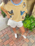 OOAK Stripe Butterfly Patch Tee