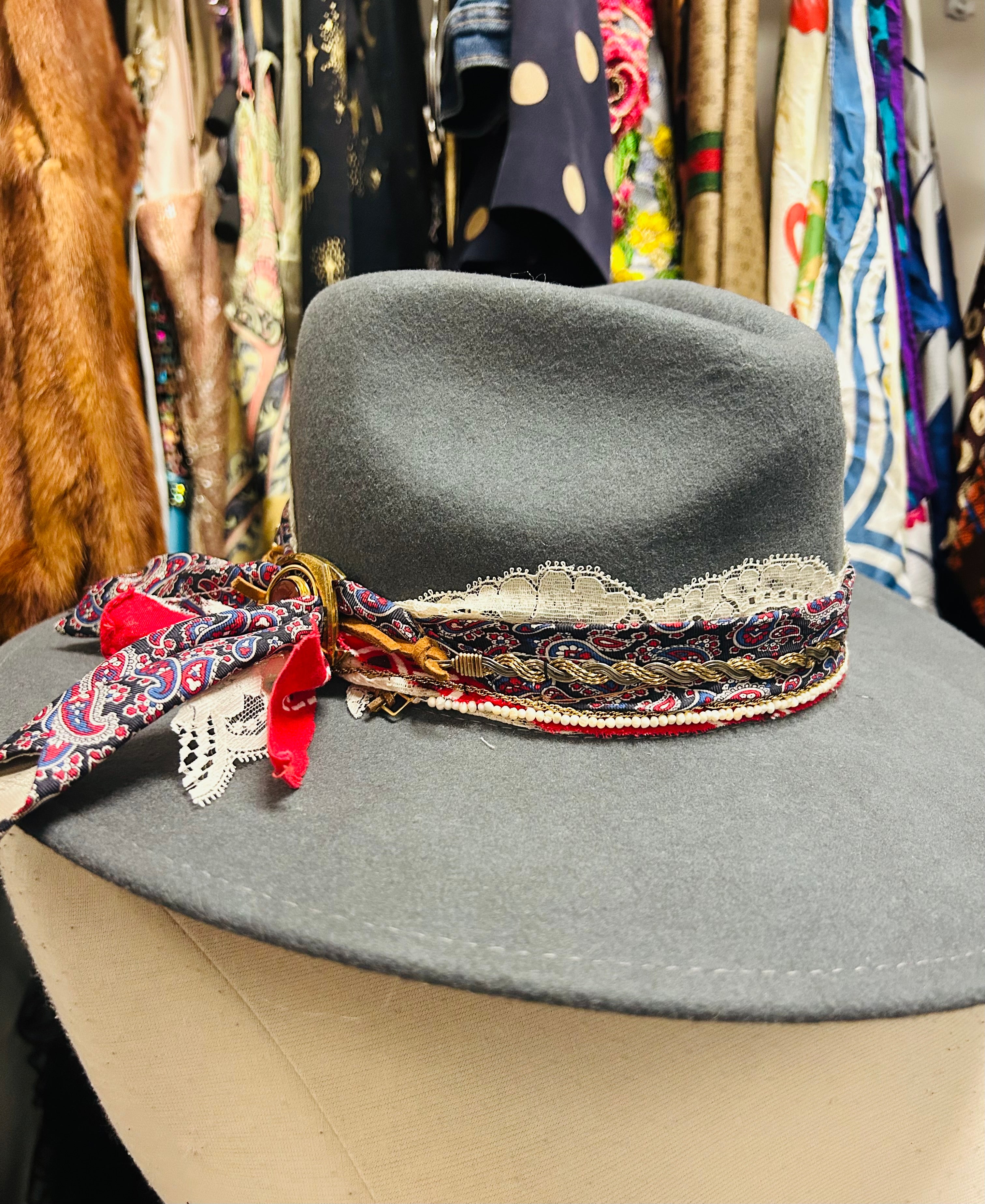 OOAK Vintage Dior Tie Wool Hat
